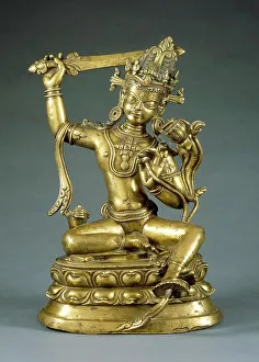 Bosatsu Prints: The Bodhisattva Manjushri, 13th century. Creator: Unknown