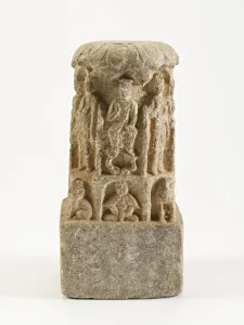 Bodhisattvas with lions and figures, Possibly Sui dynasty, possibly 581-618 Bodhisattvas with lions and figures, Possibly Sui dynasty, possibly 581-618
