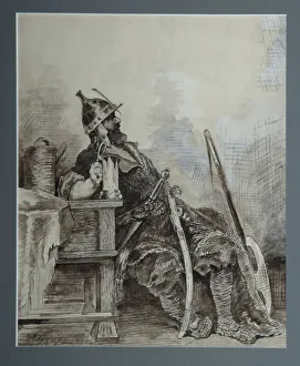 Bogatyr, 1893. Artist: Ryabushkin, Andrei Petrovich (1861-1904) Bogatyr, 1893. Artist: Ryabushkin, Andrei Petrovich (1861-1904)