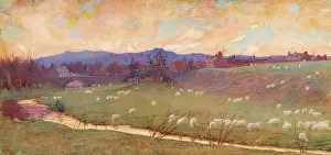 Sloped Prints: Bogie Bridge, Sunset, c1870-1890. Creator: George Wilson