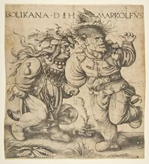 Fool Gallery: Bolinka and Marcolfus, late 15th-early 16th century. Creator: Daniel Hopfer