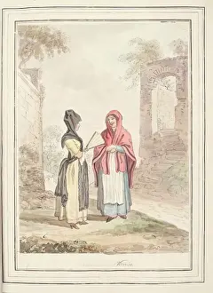 1776 Prints: Bologna and Viterbo, leaf from A Collection of Dresses by David Allan Mostly from Nature