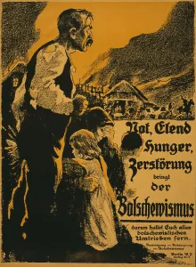 Bolshevism Prints: Bolshevism Brings Hardship, Misery, Hunger, Destruction, 1919. Creator: Anonymous ()