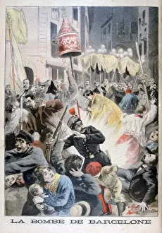 Terrorism Prints: A bomb in Barcelona, 1896. Artist: F Meaulle