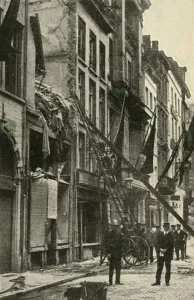 Albert I King Of Belgium Collection: Bomb damage in Antwerp, Belgium, First World War, 1914, (c1920). Creator: Unknown