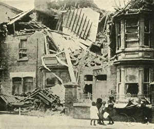 Damage Prints: Bomb-damaged houses, Hartlepool, First World War, December 1914, (c1920). Creator: Unknown