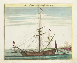 Christoph Prints: A bomb vessel, um 1700. Creator: Weigel, Christoph, the Elder (1654-1725)