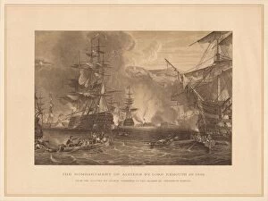 El Djazair Gallery: The Bombardment of Algiers by Lord Exmouth in 1816, (1878). Artist: Thomas Brown