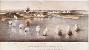 British Fleet Gallery: Bombardment of Bomarsund, 1854. Artist: Dolby, Edwin Thomas (active 1849-1865)