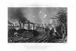 W Ridgway Collection: Bombardment of Island Number Ten, Mississippi River, 7 April 1862, (1862-1867).Artist: W Ridgway