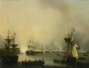 Bombarding Prints: The Bombardment of Palembang, Sumatra, 24 June 1821, 1821-1848. Creator: Martinus Schouman
