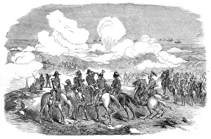Bombarding Prints: Bombardment of Sebastopol - General Sir De Lacy Evans and staff, 1854. Creator: Unknown