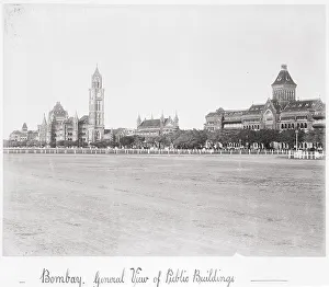 Mumbai Maharashtra India Prints: Bombay, General View of Public Buildings, Late 1860s. Creator: Samuel Bourne
