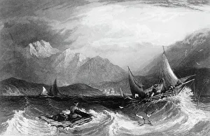 Mumbai Maharashtra India Prints: Bombay Harbour: - Fishing boats, in the Monsoon, 1845. Creator: Unknown