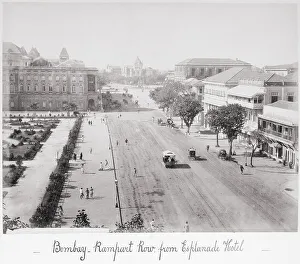 Mumbai Maharashtra India Prints: Bombay Rampart Row, from Esplanade Hotel, Late 1860s. Creator: Samuel Bourne