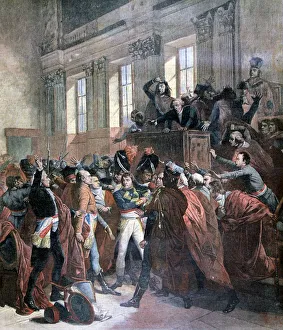 French Revolution 1789 1799 Prints: Bonaparte and the Council of Five Hundred at St Cloud, 10th November 1799, (1893)
