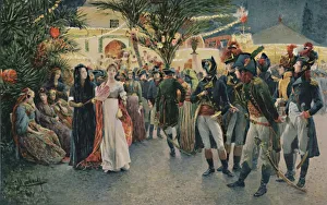 Beauharnais Collection: Bonaparte, Kleber, Eugene De Beauharnais, Lasalle and Junot at the Tivoli Garden in Cairo