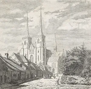 Jorgen Roed Prints: Bondetinget: a street in Roskilde, Mid 19th century. Creator: Holger Roed