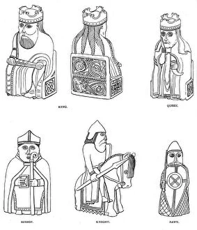 Norse Gallery: Bone chessmen of Scandinavian design, 12th or 13th century, (1892)