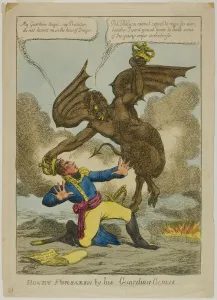 C Williams Gallery: Boney Forsaken by his Guardian Genius, 1814. Creator: Charles Williams