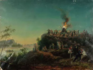 Bonfire Prints: Bonfire, 1872. Creator: Robert Wilhelm Ekman
