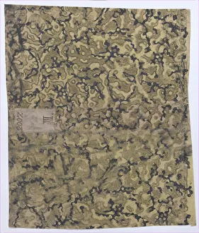 Relief Print Prints: Book cover with marbled pattern, 19th century. Creator: Anon