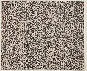 Relief Print Prints: Book cover with overall floral and dot pattern, 19th century. Creator: Anon