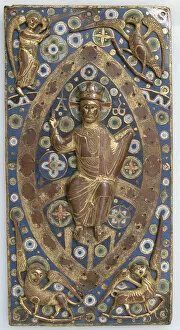 Repousse Gallery: Book Cover Plaque with Christ in Majesty, French, ca. 1185-1210. Creator: Unknown