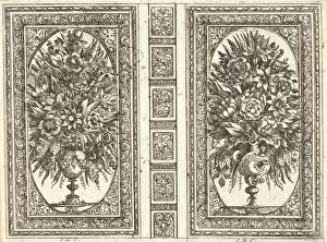 Sebastien Collection: Book Cover (Two Flower Vases), 1656. Creator: Sebastien Le Clerc the Younger