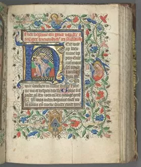 Binding Gallery: Book of Hours (Use of Utrecht): fol. 63r, Initial with Holy Trinity, c. 1460-1465