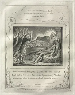 1757 1827 Prints: The Book of Job: No. 7, And When they had lifted up their eyes afar off and knew him not