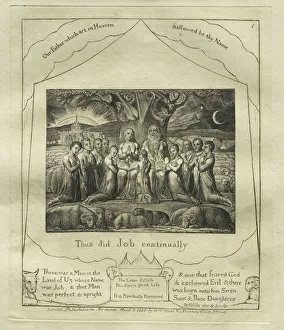1757 1827 Prints: The Book of Job: Pl. 1, Thus did Job continually, 1825. Creator: William Blake (British