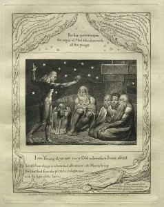 The Book of Job: Pl. 12, I am Young and ye are very Old wherefore I was afraid, 1825