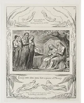 1757 1827 Prints: The Book of Job: Pl. 19, Every one also gave him a piece of money