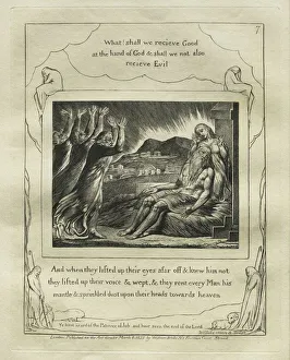 1757 1827 Prints: The Book of Job: Pl. 7, And when they lifted up their eyes afar off and knew him not