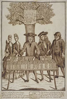 Bookseller Prints: Book seller in Moorfields, on the site of the later Blomfield Street, City of London, 1750