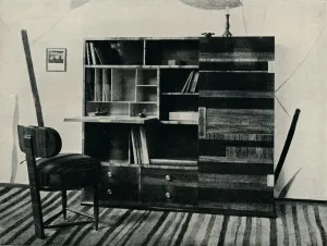 Studio Volume 93 Prints: Bookcase and Chair. Designed and executed by Hans Hartl, c1927