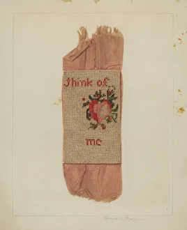 Cross Stitch Gallery: Bookmark (Valentine), c. 1938. Creator: Manuel G. Runyan