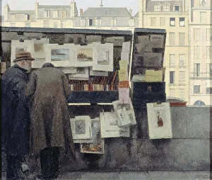 6th Arrondissement Prints: Bookseller on the Quai des Grands-Augustins, c1949. Creator: Bernard Boutet de Monvel