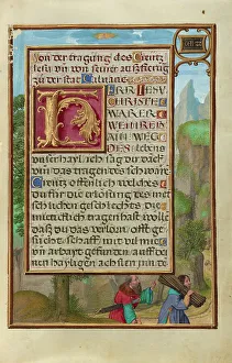 Border with Abraham and Isaac; Prayer Book of Cardinal Albrecht of Brandenburg, about 1525-1530. Creator: Simon Bening