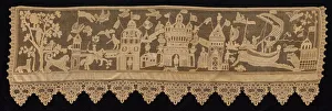 Straight Prints: Border with Battle Scene, 18th century. Creator: Unknown