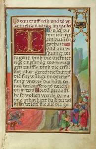 Simon Benig Prints: Border with the Crossing of the Red Sea, about 1525-1530. Creator: Simon Bening