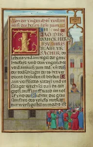 Simon Benig Prints: Border with the People Demanding Daniel from Cyrus, about 1525-1530. Creator: Simon Bening