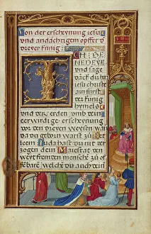 Simon Benig Prints: Border with the Queen of Sheba before King Solomon, about 1525-1530. Creator: Simon Bening