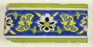 Isfahan Prints: Border Tile With Vegetal Motif, Safavid dynasty (1501-1722), 17th / 18th century