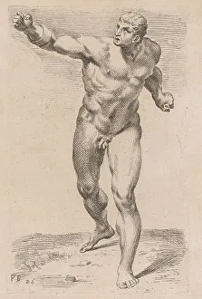 Gladiator Prints: The Borghese Gladiator, front view [plate 26], 1638. Creator: François Perrier