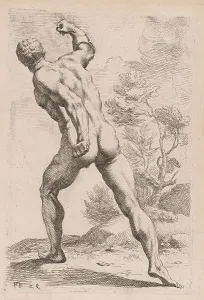 Gladiator Prints: The Borghese Gladiator, back view [plate 29], 1638. Creator: François Perrier