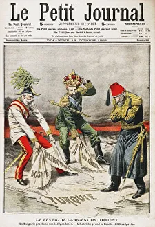 Balkan War Gallery: Bosnian Crisis. Cover of the French periodical Le Petit Journal, 18th October 1908, 1908