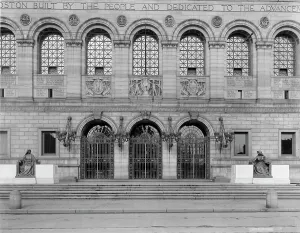 Massachusetts North America Prints: Boston Public Library, entrance, c.between 1910 and 1920. Creator: Unknown
