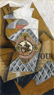 Gris Prints: The Bottle of Anis del Mono (La bouteille d anis), 1914. Artist: Gris, Juan (1887-1927)